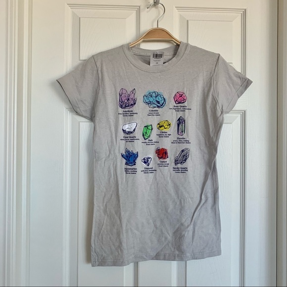 Hot Topic Grey Crystal Meanings T-Shirt Graphic Tee - Picture 4 of 8